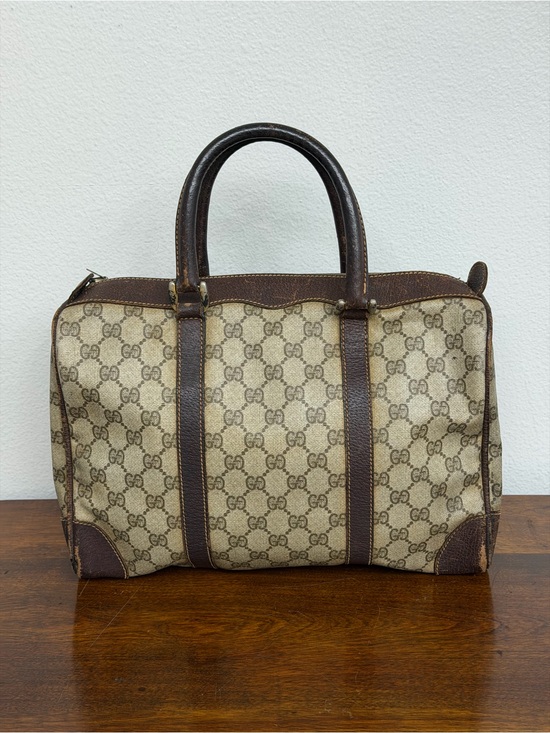 Gucci Handbags - Vintage Gucci GG Monogram Boston Bag Brown Canvas & Leather